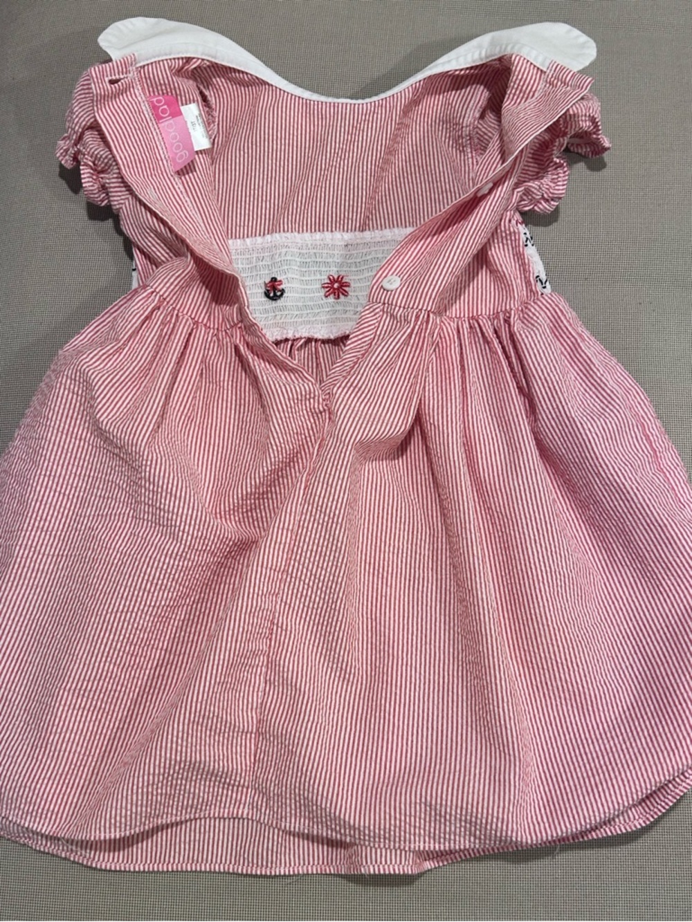 Good Lad Seersucker Nautical Smocked Toddler Dress Size 3 - Picture 11 of 12